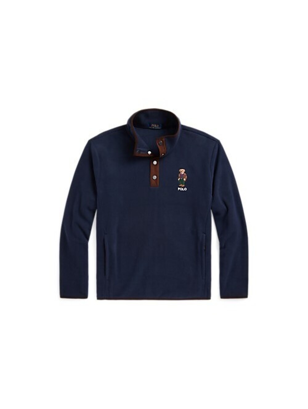 Polo Ralph Lauren Navy Blue Fleece Pullover with Bear Embroidery